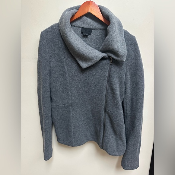 Theory Charcoal Moto Cowl Neck Sweater - Picture 1 of 6